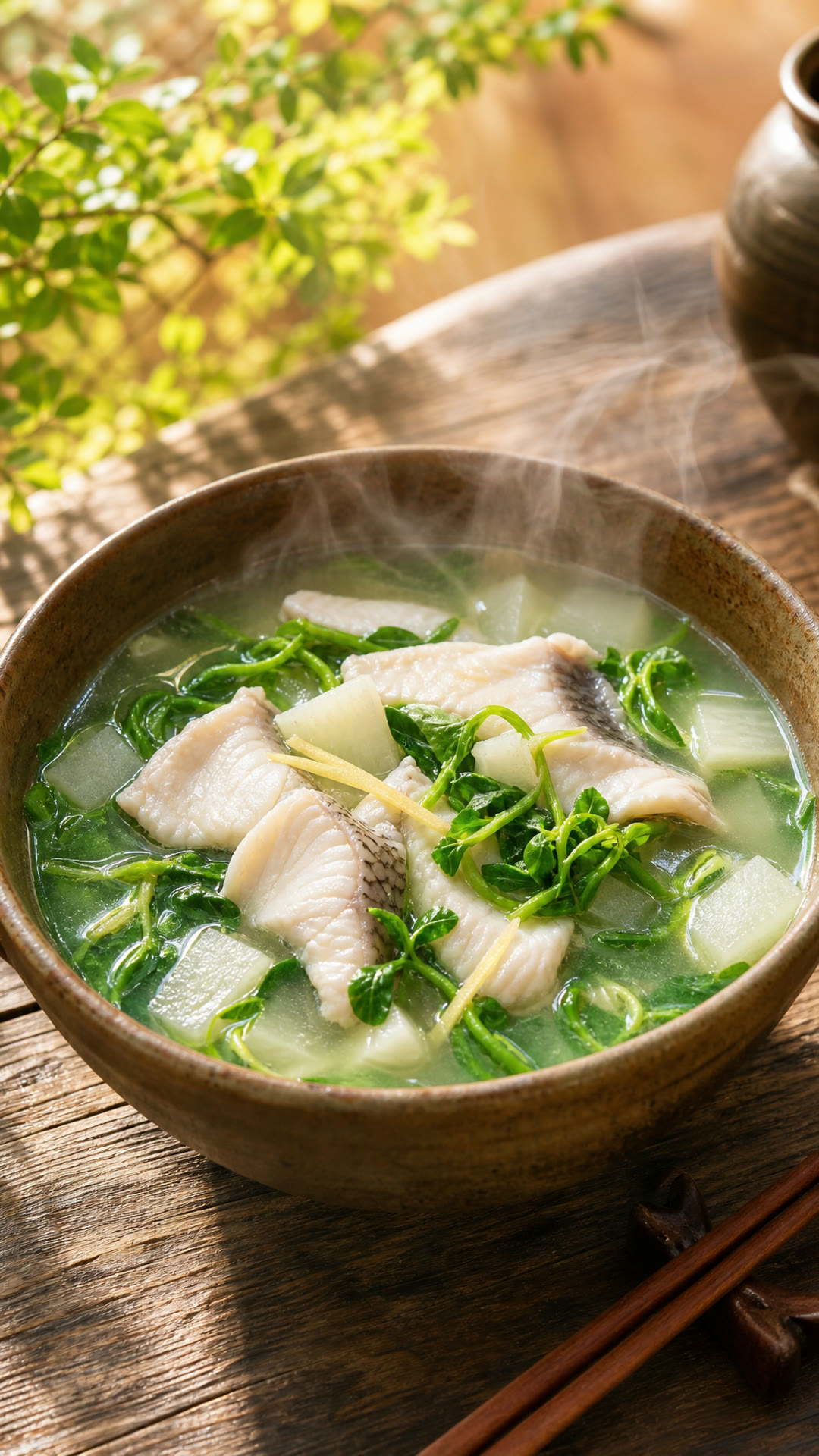 豌豆苗鱼片汤