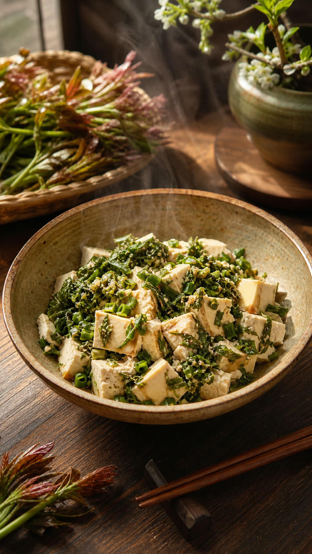 Tofu with Chinese Toon (Xiangchun Ban Doufu)
