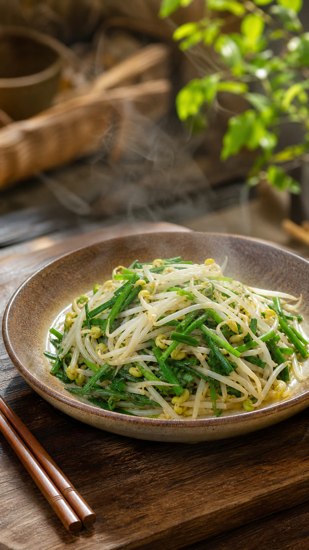 Stir-Fried Chinese Chives with Bean Sprouts (Jiucai Chao Douya)