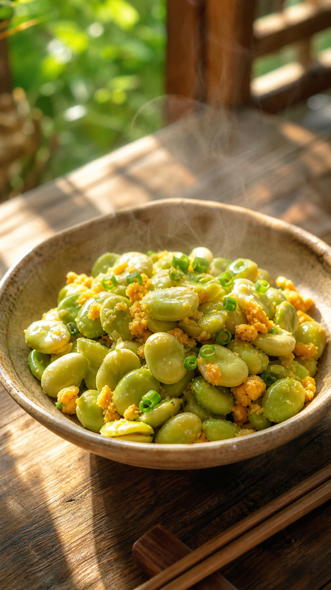 Stir-Fried Broad Beans with Salted Egg Yolk