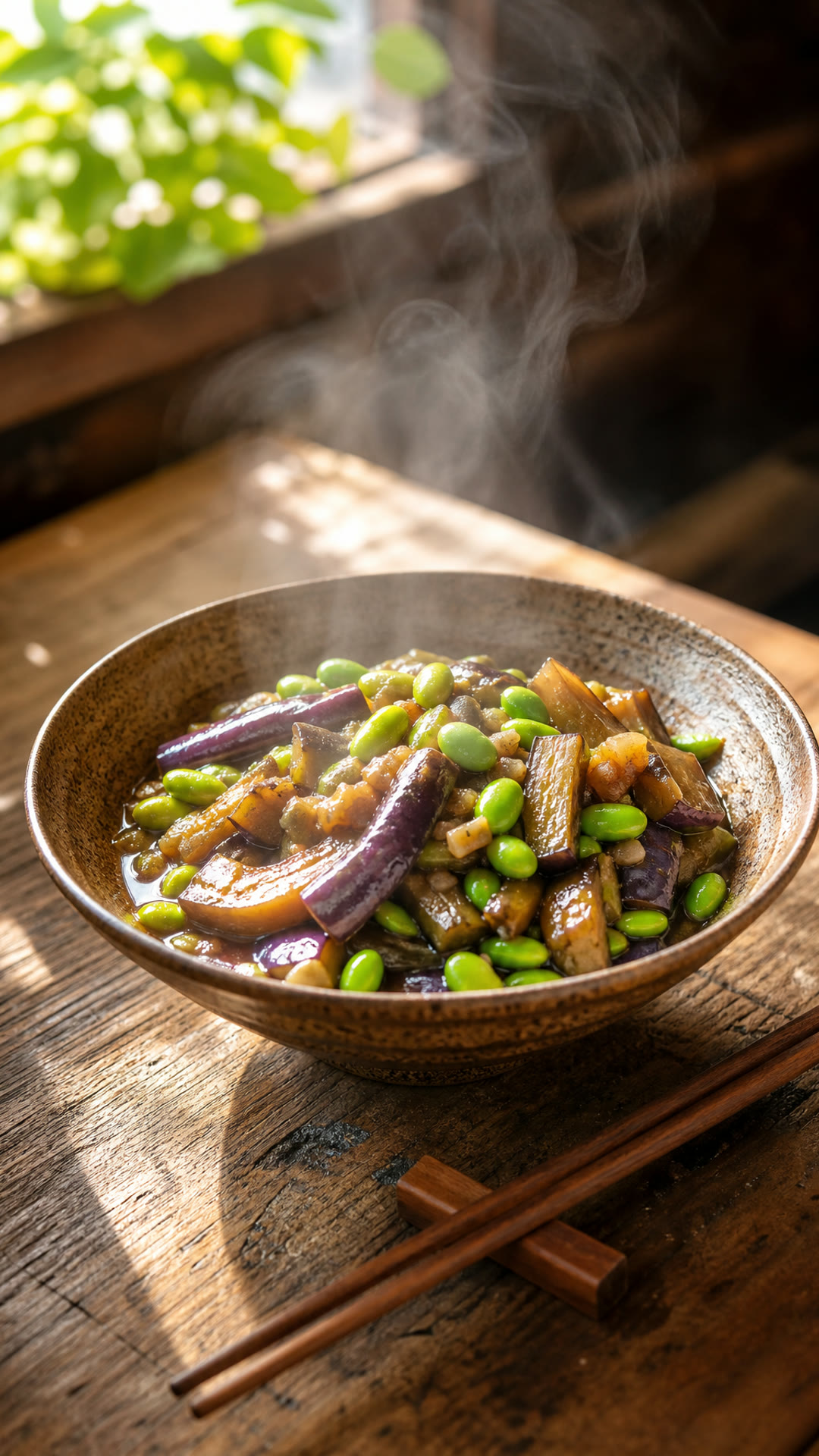 Braised Edamame with Eggplant (Maodou Shao Qiezi)