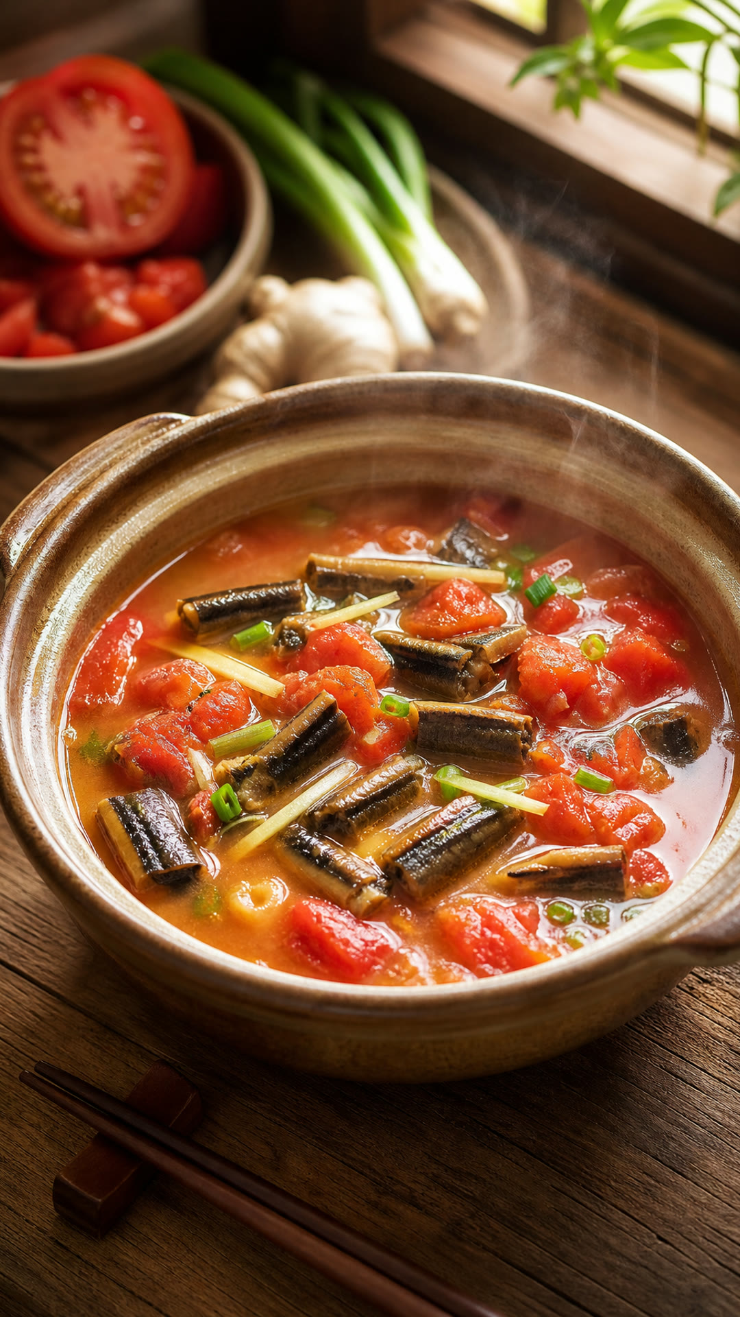 Tomato and Eel Soup (Fanqie Huangshan Tang)