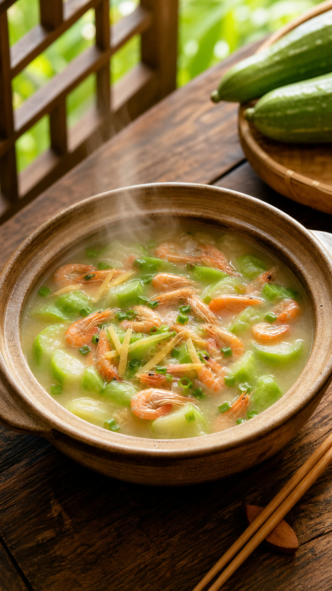 Luffa Gourd and River Shrimp Soup